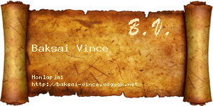 Baksai Vince névjegykártya